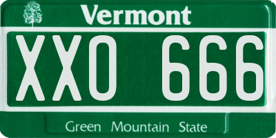 VT license plate XXO666