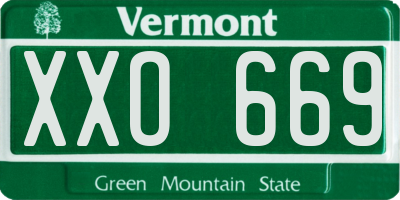 VT license plate XXO669