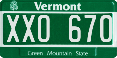 VT license plate XXO670
