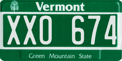 VT license plate XXO674
