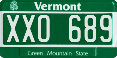 VT license plate XXO689