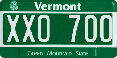 VT license plate XXO700