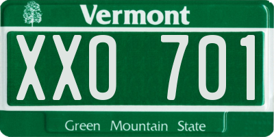 VT license plate XXO701