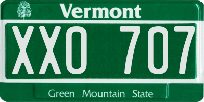 VT license plate XXO707
