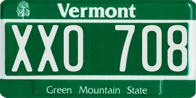 VT license plate XXO708