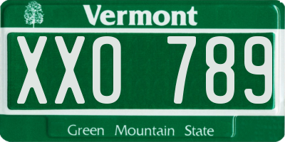 VT license plate XXO789
