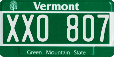 VT license plate XXO807