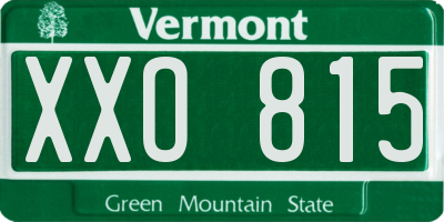VT license plate XXO815