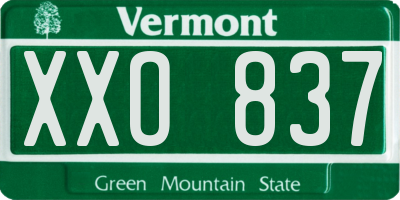 VT license plate XXO837