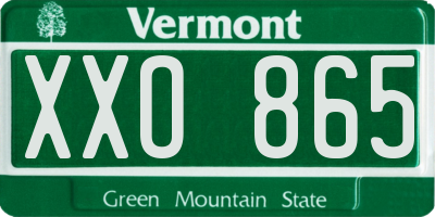 VT license plate XXO865