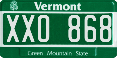 VT license plate XXO868