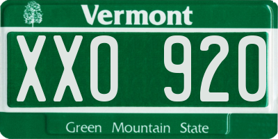 VT license plate XXO920