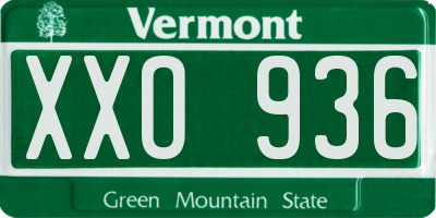 VT license plate XXO936