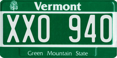 VT license plate XXO940
