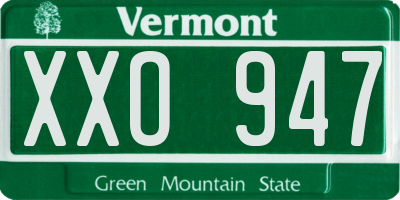 VT license plate XXO947