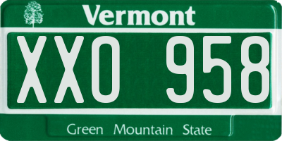 VT license plate XXO958