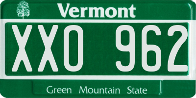 VT license plate XXO962