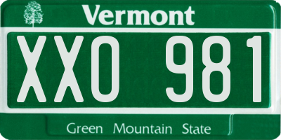 VT license plate XXO981