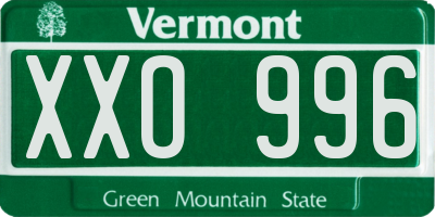 VT license plate XXO996