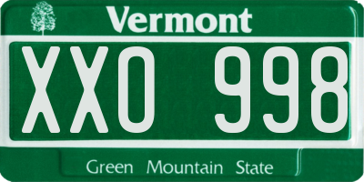 VT license plate XXO998