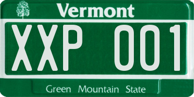 VT license plate XXP001