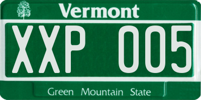 VT license plate XXP005