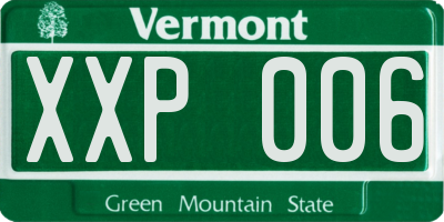 VT license plate XXP006