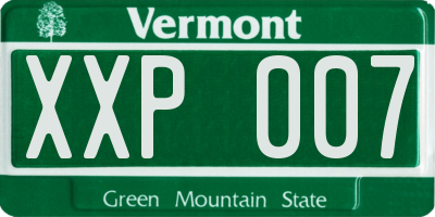 VT license plate XXP007
