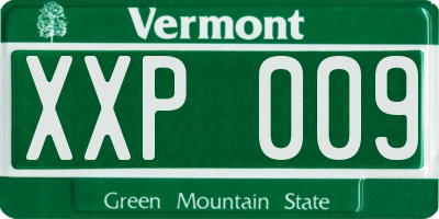 VT license plate XXP009
