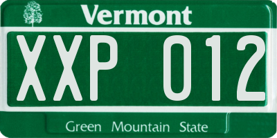 VT license plate XXP012