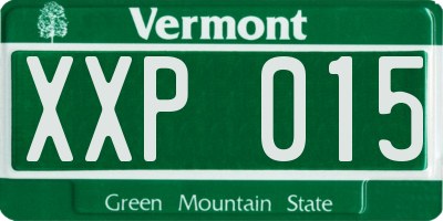 VT license plate XXP015