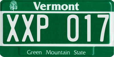 VT license plate XXP017