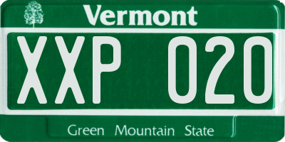 VT license plate XXP020