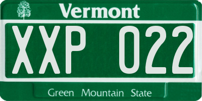 VT license plate XXP022