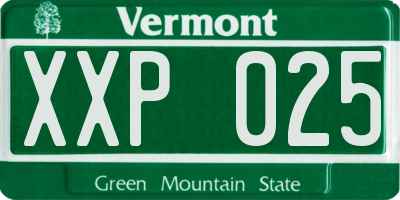 VT license plate XXP025
