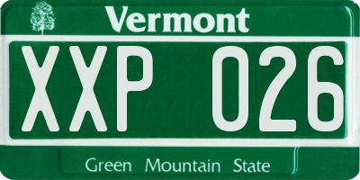 VT license plate XXP026
