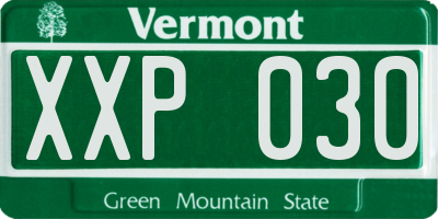 VT license plate XXP030