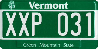 VT license plate XXP031