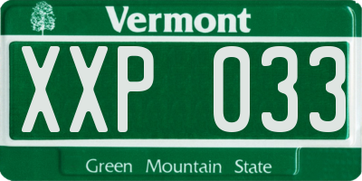 VT license plate XXP033