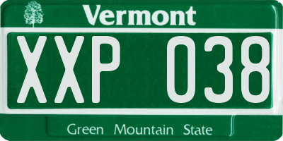 VT license plate XXP038