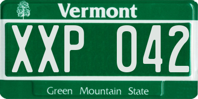VT license plate XXP042