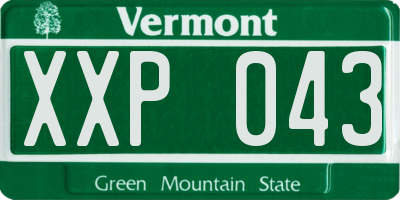 VT license plate XXP043
