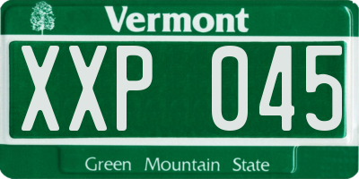 VT license plate XXP045