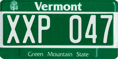 VT license plate XXP047