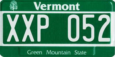 VT license plate XXP052