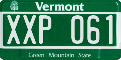 VT license plate XXP061