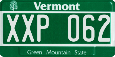 VT license plate XXP062
