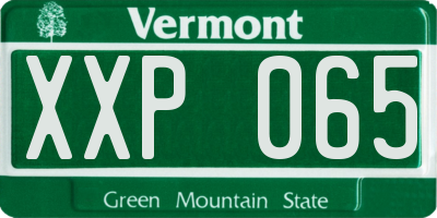 VT license plate XXP065