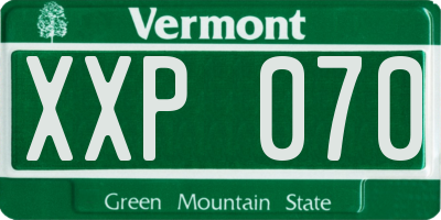 VT license plate XXP070
