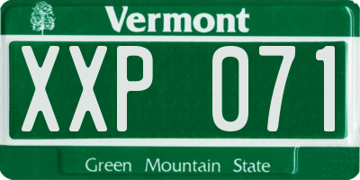VT license plate XXP071